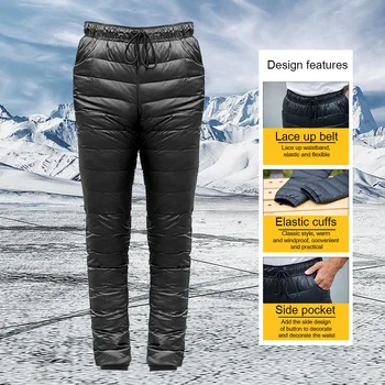Inverno Ultraleve Pato Outwear Calças Unisex Super leve, à prova de Vento Plus Size quente calças Soltas de esqui, Caminhadas calças para baixo