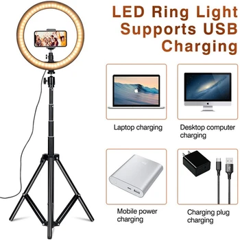 13 polegadas 33CM Luz de Vídeo LED Dimmable Selfie Luz do Anel do USB anel de lâmpada sem Fio bluetooth Fotografia de Luz com 1,6 m do Suporte de tripé