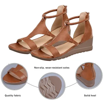 Mulheres Sandálias De Couro Novas Fatias De Sapatos De Verão, De Praia Casual Sapatos De Roma Vintage Sandália Senhoras Gladiador De Dedo Aberto, Plataforma De 2021