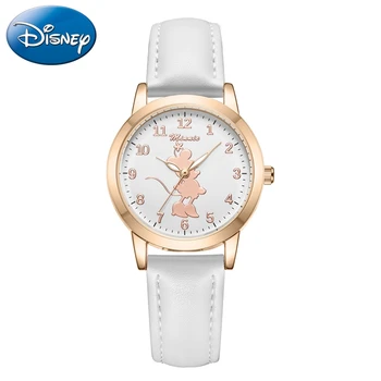 Princesa Da Disney Do Minnie Do Mickey Mouse Relógio De Quartzo De Couro Menina Mulheres Impermeável Relógios Teen Tempo De Calendário Relógio Senhora Reloj Mujer