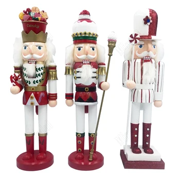 38cm Decoração de Natal de Madeira Soldado quebra-nozes de Presente Clássico Mão Pintura a Boneca Vintage Artesanato Sweet Home Ornamento