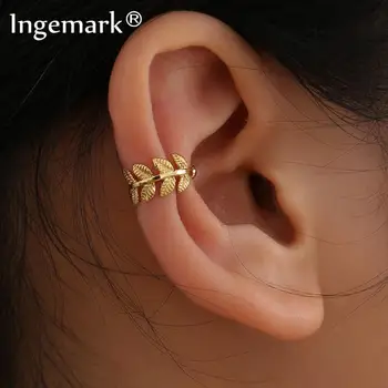 Boêmio de Cobre Ear Cuff Earring para Mulheres Cor de Ouro Vintage C Forma Não Perfurado, Deixa o Pequeno Brinco de Festa Jóias de Presente Earcuff