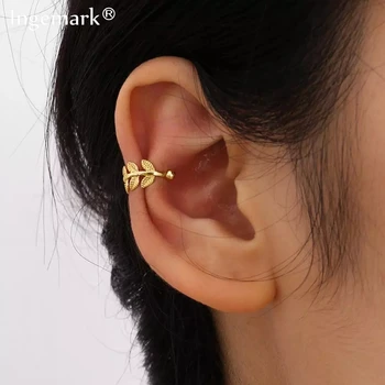 Boêmio de Cobre Ear Cuff Earring para Mulheres Cor de Ouro Vintage C Forma Não Perfurado, Deixa o Pequeno Brinco de Festa Jóias de Presente Earcuff