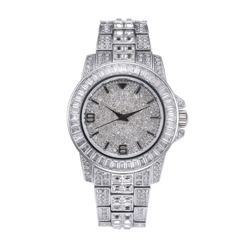 MISSFOX Homens Relógios de Homens De 2019 Baguette Diamante Homens do Relógio Marca de Luxo Homem Relógio de Ouro 18K Impermeável Relógio de Quartzo de Pulso