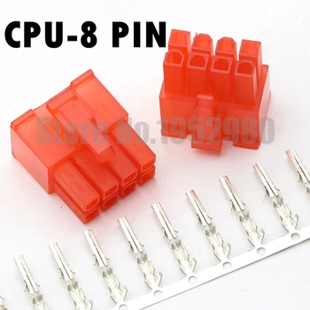 30 4.2 mm Conector 5557 2*4P Masculino Habitação do Computador do PC da CPU de 8 pinos de Alimentação com Terminais Vermelho