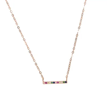 De prata, Ouro Rosa em ouro 3 cores 925 silver rainbow cz barra de colar simples e clássico desing