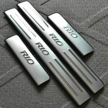 De aço inoxidável de chinelo placa soleira da porta de 4pcs/conjunto de acessórios do carro Para KIA RIO k2 sedan hatch 2010 2011 2012 2013
