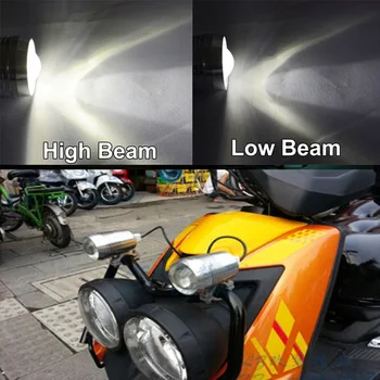 2 PCS Motocicleta Farol U2 1200LM 30W Elevada Baixa Flash de LED de Condução Lugar da Cabeça de lâmpada Lâmpada do Farol Preto Prata