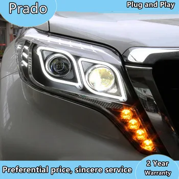 Estilo carro para Toyota-2017 Prado farol do DIODO LED DRL Escondeu a Cabeça de Anjo Lâmpada Olho Bi-Xenon de duplo feixe do farol Acessórios