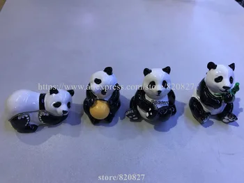 Bejeweled Liga de Esmalte Urso Panda Caixa do Trinket com Strass Panda Jogando Bola de Metal Estátua Novidade Pequeno Panda Lembrança