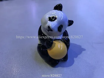Bejeweled Liga de Esmalte Urso Panda Caixa do Trinket com Strass Panda Jogando Bola de Metal Estátua Novidade Pequeno Panda Lembrança