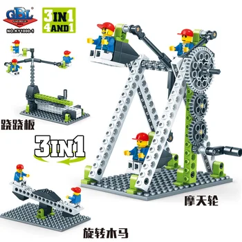 Guindaste Modelo de Bloco de Construção de Kits de Energia de Percussão Máquinas de Blocos Domino Máquina de Guindaste de Torre de Tijolos para a Educação infantil