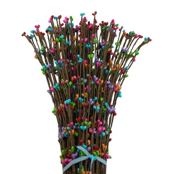 12COLOR 100pcs 40cm de Noiva de Grinalda de Flores Artificiais Anel de Cabeça Pip Berry Flor da Haste DIY Coroa de Simulação de Esferas Acceorry
