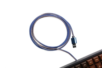 Têxteis Jean Pano Micro USB C Cabo de Porta tipo c porta USB de 1,5 m stright duração azul colorway