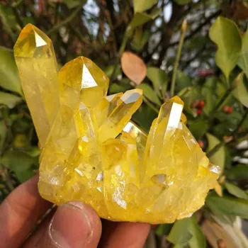 120-130g natural galvanizados amarelo cristal de quartzo clusters como a decoração home decoração do casamento de aquário