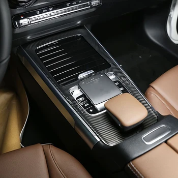 De fibra de carbono, a Arrumação Arrumação Braço caixa de proteger adesivos cobre Trim Automático do Interior Para a Mercedes Benz Classe B W247 GLB X247