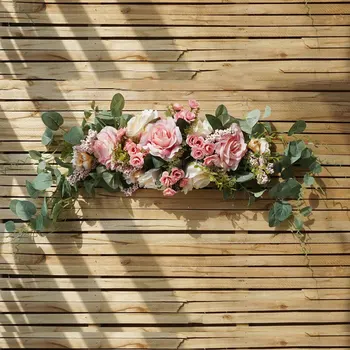 Estilo europeu verga pendurado na parede de casa simulação guirlanda de porta de decoração de flor de seda tabela decoração de flores