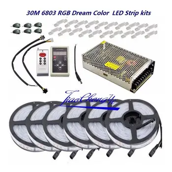 5050 RGB Sonho Cor 6803 LED Strip +IC 6803 RF Controle Remoto +adaptador de Energia