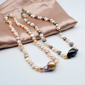 O único colorido barroco colar, natural, colorido pérolas de água doce, cadeias curtas, novas jóias, senhoras colares de pérola