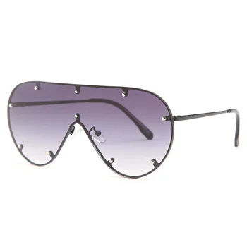 De grandes dimensões e sem aro dos Óculos de sol das Mulheres da forma de Metal Gradiente de óculos de Sol de Luxo Senhora Óculos de sol UV400 Óculos Tons gafas de sol