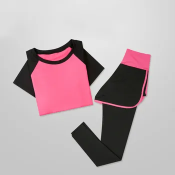 Esporte Legging de Treino de Exercício Roupa de Primavera Plus Size Apertado, camiseta de Manga Longa Top Casual Calças de 2 peças de Conjunto de Mulheres