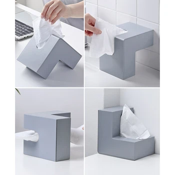 De plástico caixa de tecido Creative home office canto Dupla face de papel bandeja de trabalho toalha de papel, caixa de armazenamento de guardanapo titular MJ0704