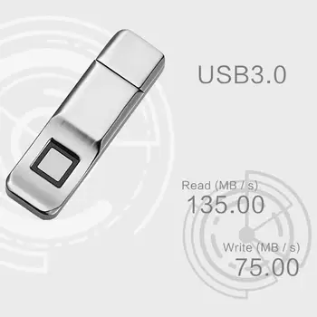 32GB impressão digital de Bloqueio, a Unidade Flash USB Criptografado Pelo Disco de U, Portátil Identificação Rápida de Controle de Memória de impressão digital Bloqueio do Prata.