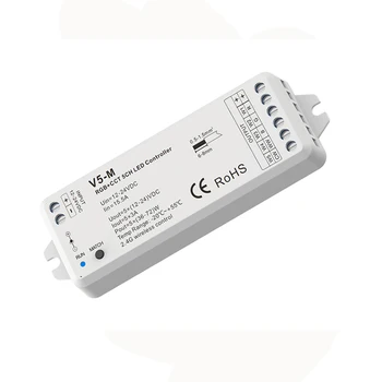 Novo Led Strip RGBCCT Controlador de 12V 2.4 G sem Fio RF Remoto 4A 5 Canal 20 A Saída de Zona 4 WW RGB CCT Cadeia de Controlador de Fita