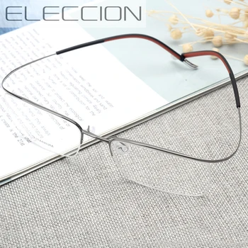 ELECCION Sobrancelha Prue Titânio Óptico de Armação de Óculos para Homens Mulheres 2020 Nova Moda de Metal Metade sem aro Aro de Limpar Óculos
