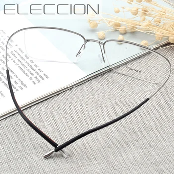 ELECCION Sobrancelha Prue Titânio Óptico de Armação de Óculos para Homens Mulheres 2020 Nova Moda de Metal Metade sem aro Aro de Limpar Óculos