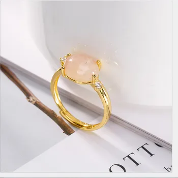 Uglyless Real de 925 Silver Natural Anéis de Cristal cor-de-Rosa para as Mulheres de Luxo Banhado a Ouro Pedras preciosas, Jóias Finas Abrir Anel