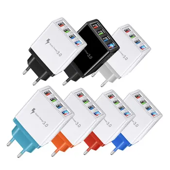 4 Porta USB Colorido Carregador de Viagem de Carregamento Cabeça de Indução Carregador USB Rápida do Carregador do Telefone Móvel Adaptador de Telefone