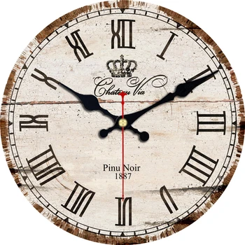 Vintage Número Romano Relógio De Design Breve Silêncio Sala De Café, Cozinha, Relógios De Decoração De Casa De Arte Do Grande Relógio De Parede Não Passando De Som