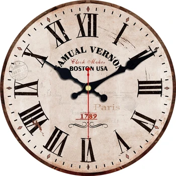 Vintage Número Romano Relógio De Design Breve Silêncio Sala De Café, Cozinha, Relógios De Decoração De Casa De Arte Do Grande Relógio De Parede Não Passando De Som