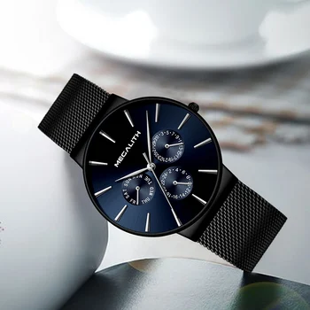 MEGALÍTICOS de Moda Casual Homens de Quartzo Relógio Impermeável Ultra Fino Relógios Mens Top de Marca de Esportivos de Luxo, Relógios de Pulso Para Homens Relógio