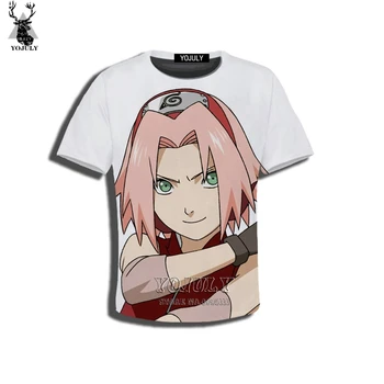 YOJULY Impressão 3D Garoto Anime Naruto, Sakura Uchiha Jiraiya Sai Crianças Camiseta de Verão T-shirt Menino Menina Tops Streetwear C81