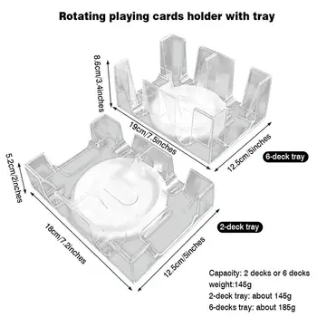 2 Deck 6 Deck de Rotação Jogando Cartas do Tabuleiro de jogo de tabuleiro Rotativo Rotativo de Cartão de jogo Bandeja Perfeito Cartão de jogo Organizador da ferramenta