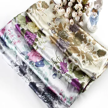 Impressão de flor de tecido de cetim Macio artesanato em costura Sateen tilda lenço de Tecido de seda impressa de DIY de costura fita de Tecidos
