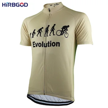 HIRBGOD Homens Bege Evolução de Ciclismo Jersey de Manga Curta Estrada do Esporte Primavera, Outono MTB DH Bicicleta Bicicleta Camisas de Roupas Superior NR179