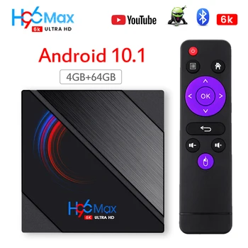 H96 Max Smart Caixa de TV Android 10.0 sem Fio WIF Digital HD 1080P Rede de Display RK3318 4GB de 64GB 60fps Google Assistente de Voz