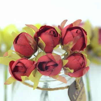 60pcs/muito Baixo de Chá de Broto Artificiais de Seda Rosa Buquê de Flores Para a Decoração de Casamento Falso Flores DIY Coroa de Suprimentos Acessórios