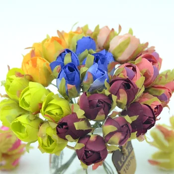 60pcs/muito Baixo de Chá de Broto Artificiais de Seda Rosa Buquê de Flores Para a Decoração de Casamento Falso Flores DIY Coroa de Suprimentos Acessórios