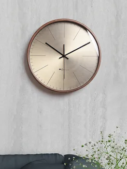 Nordic Luxo do Grande Relógio de Parede em Madeira de Parede, Relógios de Mecanismo de Sala de estar Moderna de Ouro, Relógios de Parede Decoração da Casa Duvar Saati Presente SC549