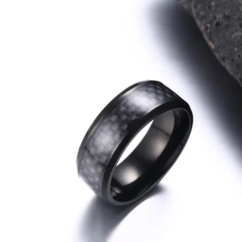 Meaeguet de Aço Inoxidável, Anéis de Fibra de Carbono Preto Embutidos Envolvimento de Casamento de Homens Anéis e Jóias de Moda de 8mm de Largura