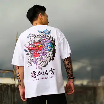 Hip Hop T-Shirt dos Homens Japão Diabo T-shirt Harajuku Tshirt Streetwear Casual Manga Curta Verão Tops 2019 Legal Black T-Shirt Meninos