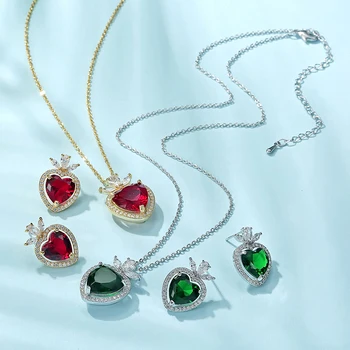 Conjuntos de jóias HADIYAN Moda zircônia Cúbica de Charme Coração Brinco E Colar de Conjuntos de Mulheres Elegantes, de Alta Qualidade CN933 Accesorios Mujer
