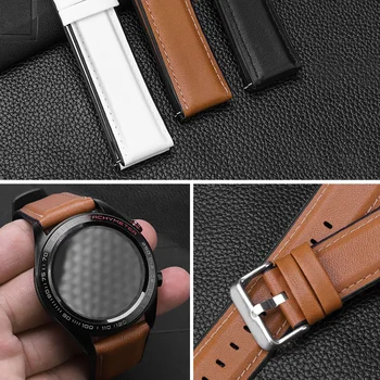 22mm faixa de relógio de couro Para Samsung Engrenagem S3/Fronteira Clássico Galaxy Watch 3 Ativo de liberação Rápida Substituição da correia de liberação Rápida