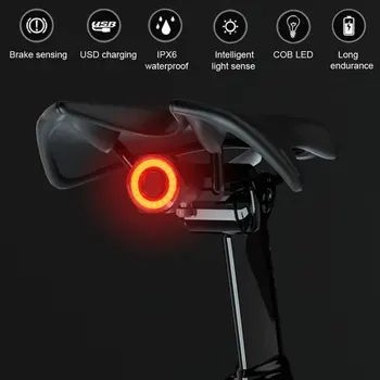 Bicicleta lanterna traseira Sentar-se Tubo de Almofada de Luz Recarregável USB Luzes da Bicicleta Três Modos de Flash Automático Interruptor
