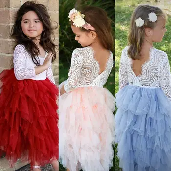 2018 Criança Criança Bebê Meninas De Crochê Em Camadas Vestido De Renda Bebês Festa De Formatura Festa De Concurso De Vestidos De Roupas