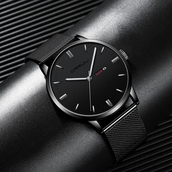 Dos Homens de moda Quartzo Relógio de Negócios do Esporte Homens Relógios CRRJU de melhor Marca de Luxo Completo de Aço Impermeável Relógio Masculino relógio de Pulso